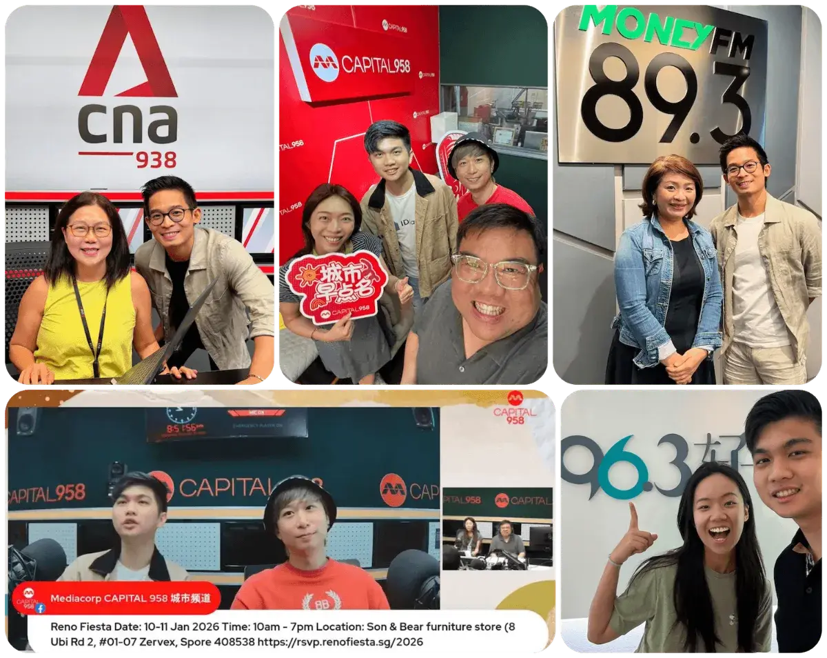 Reno Fiesta featured on CNA 938, Capital 958, Money FM 89.3 and 96.3好FM